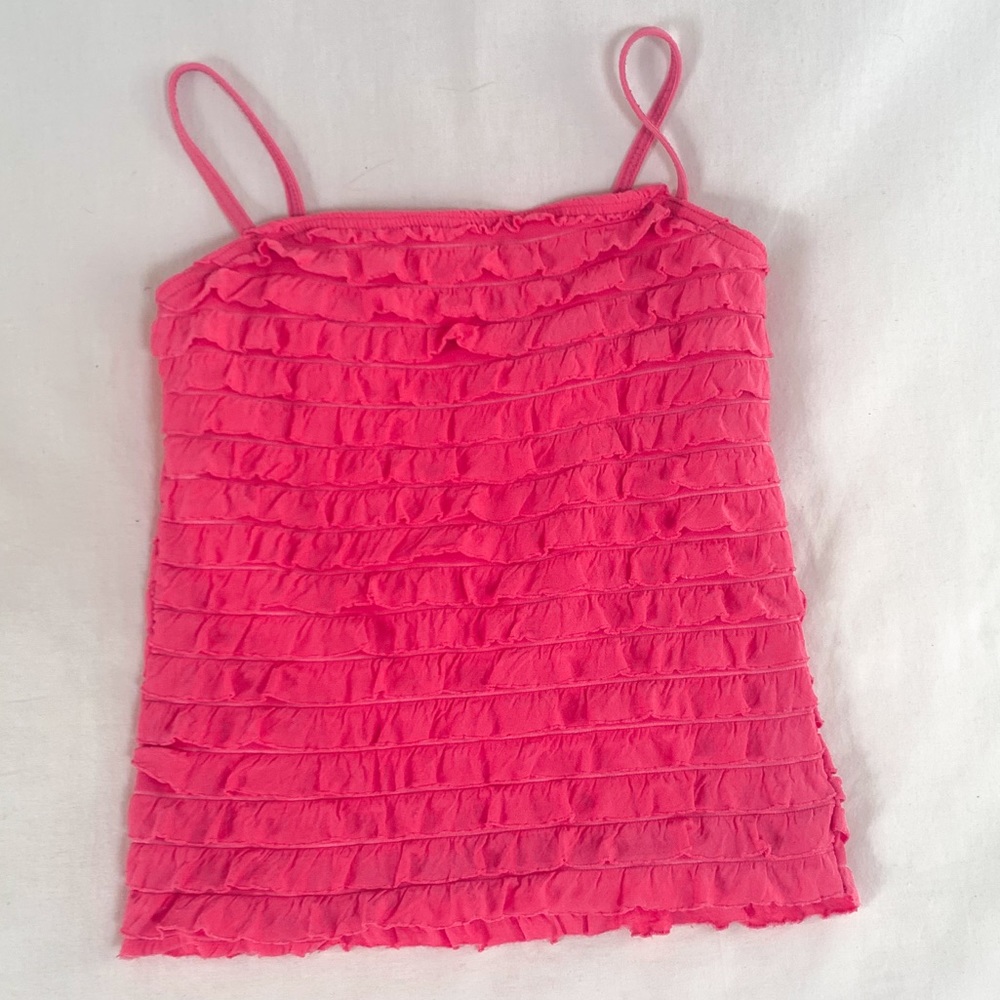 Balera pink ruffle dance tank top